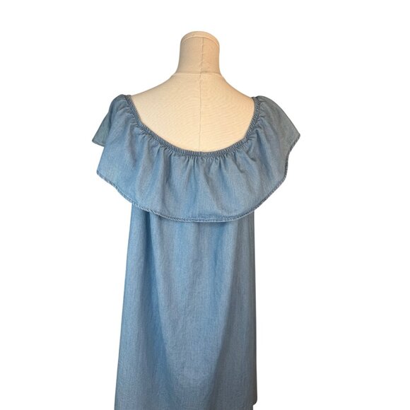 2/$30 Vero Moda Chambray Frill Dress XL 100% Cotton Light Blue - Picture 6 of 12